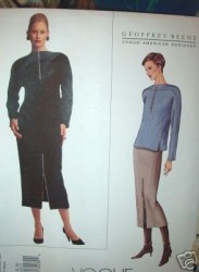 2604 Vogue BEENE PULLOVER TOP,  CONTOUR SKIRT ZIP PATTERN 6-10,  18-22 choice